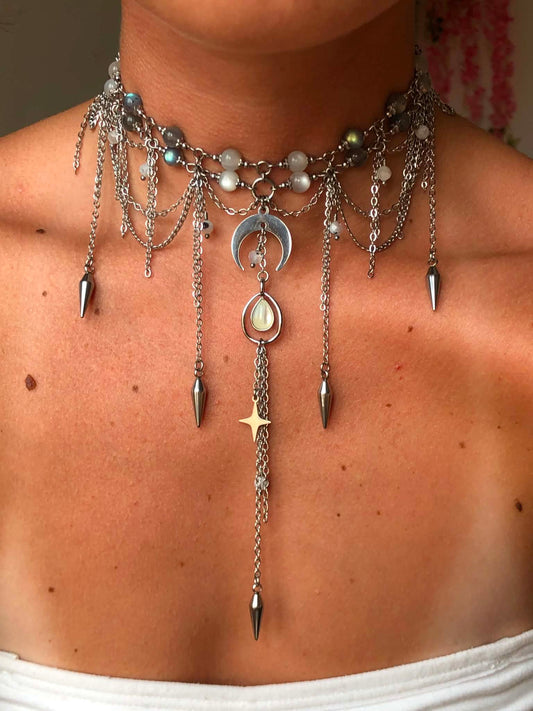 Collier "Moon" Pierre de Lune & Labradorite