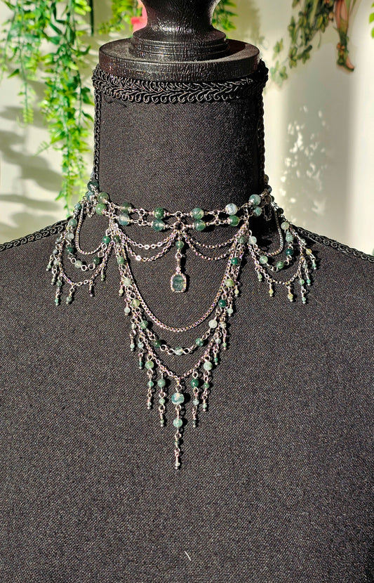 Collier « Déméter » Agate mousse