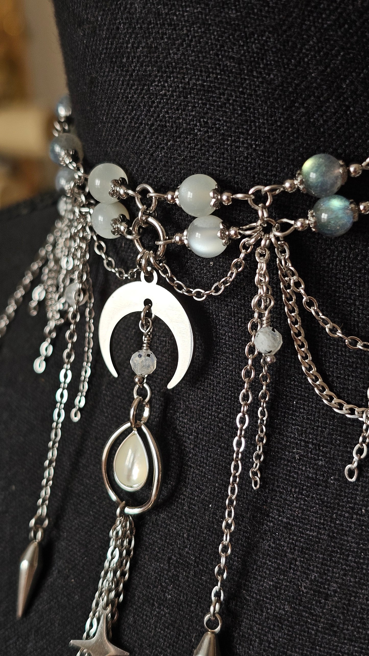 Collier "Moon" Pierre de Lune & Labradorite