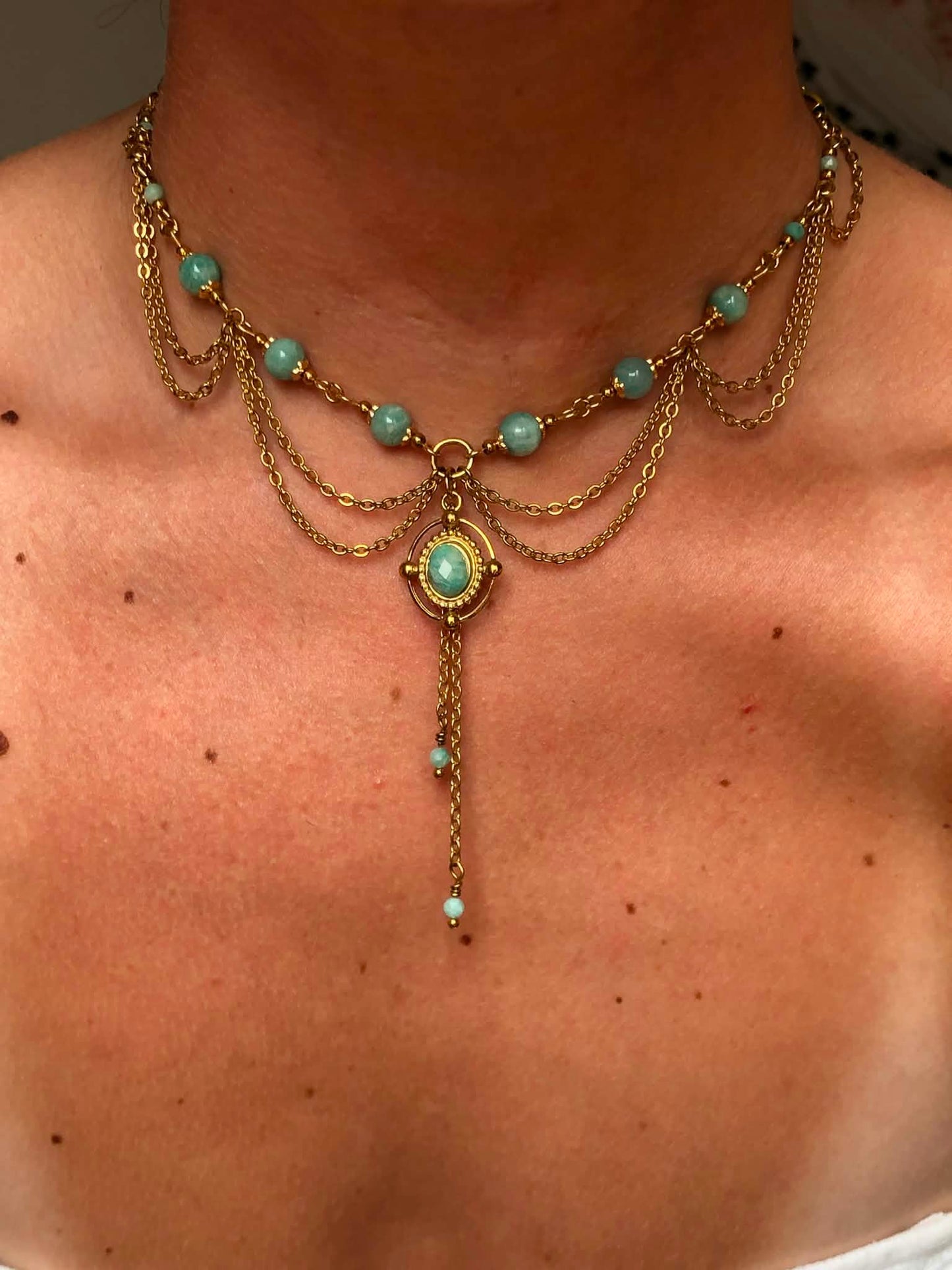 Collier "Norah" Amazonite ou Lapis-lazuli