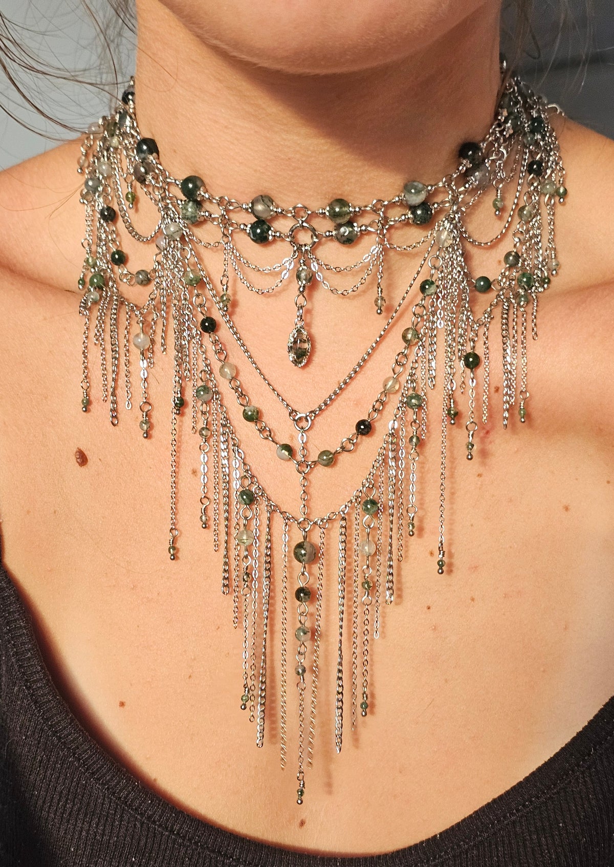 Collier "Évanescence" Agate mousse