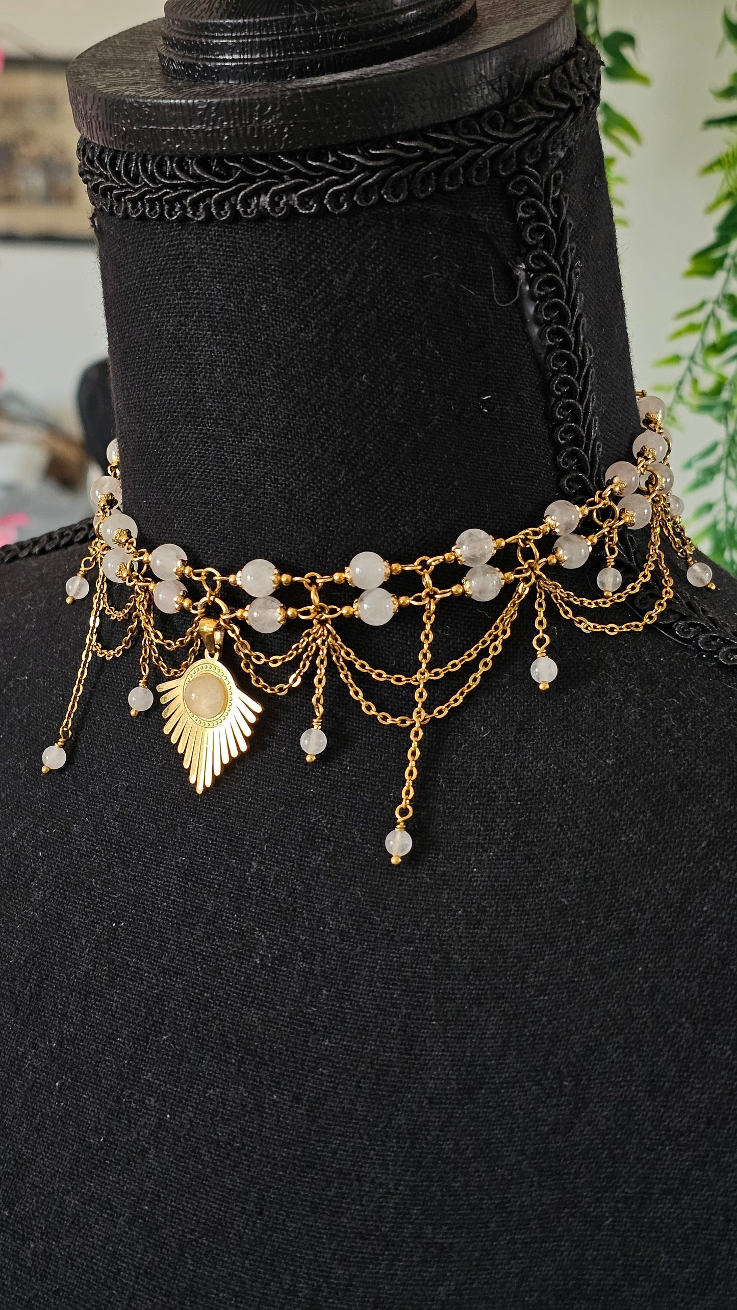 Collier "Grace" Quartz rose