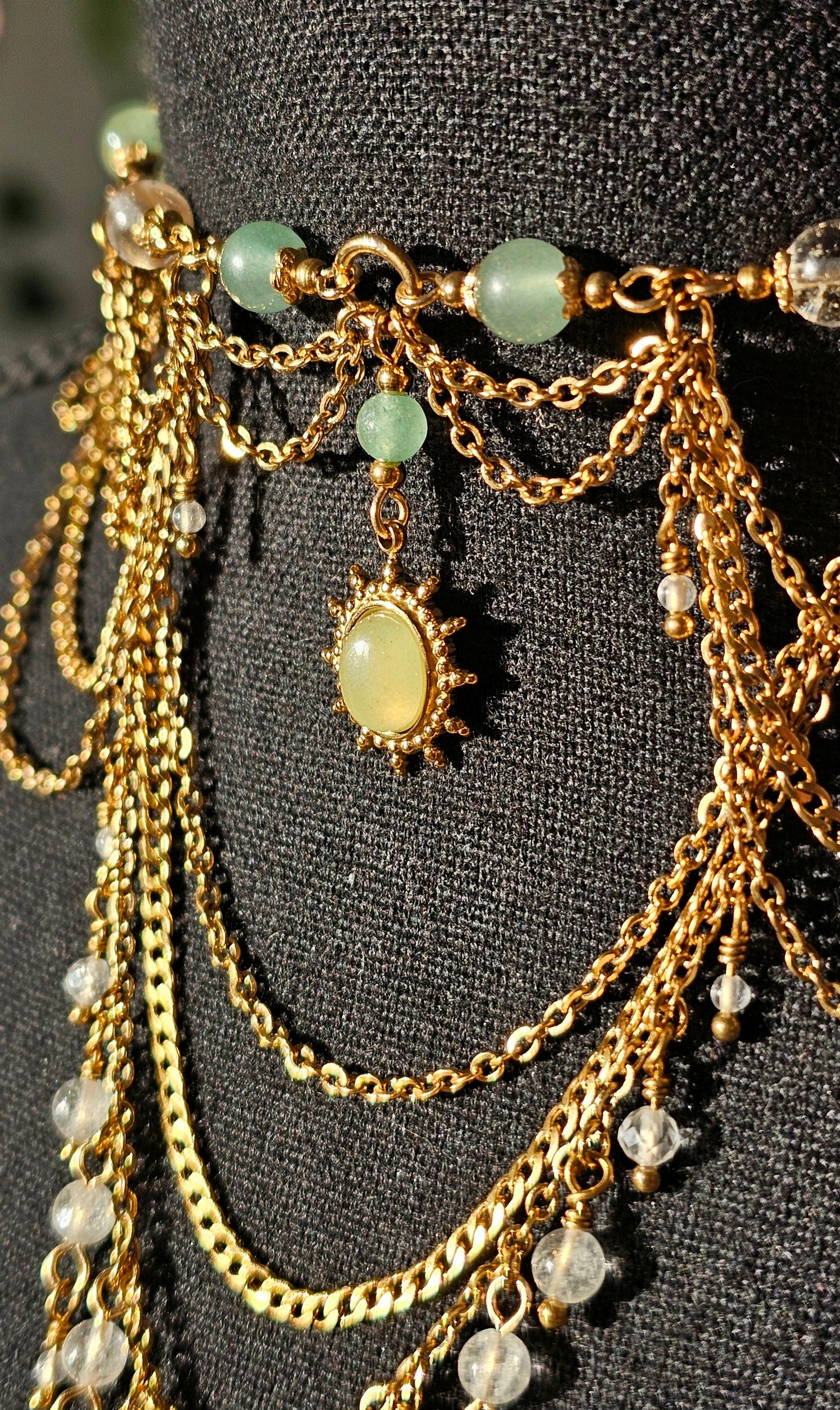 Collier "Divina" Aventurine verte & Cristal de roche