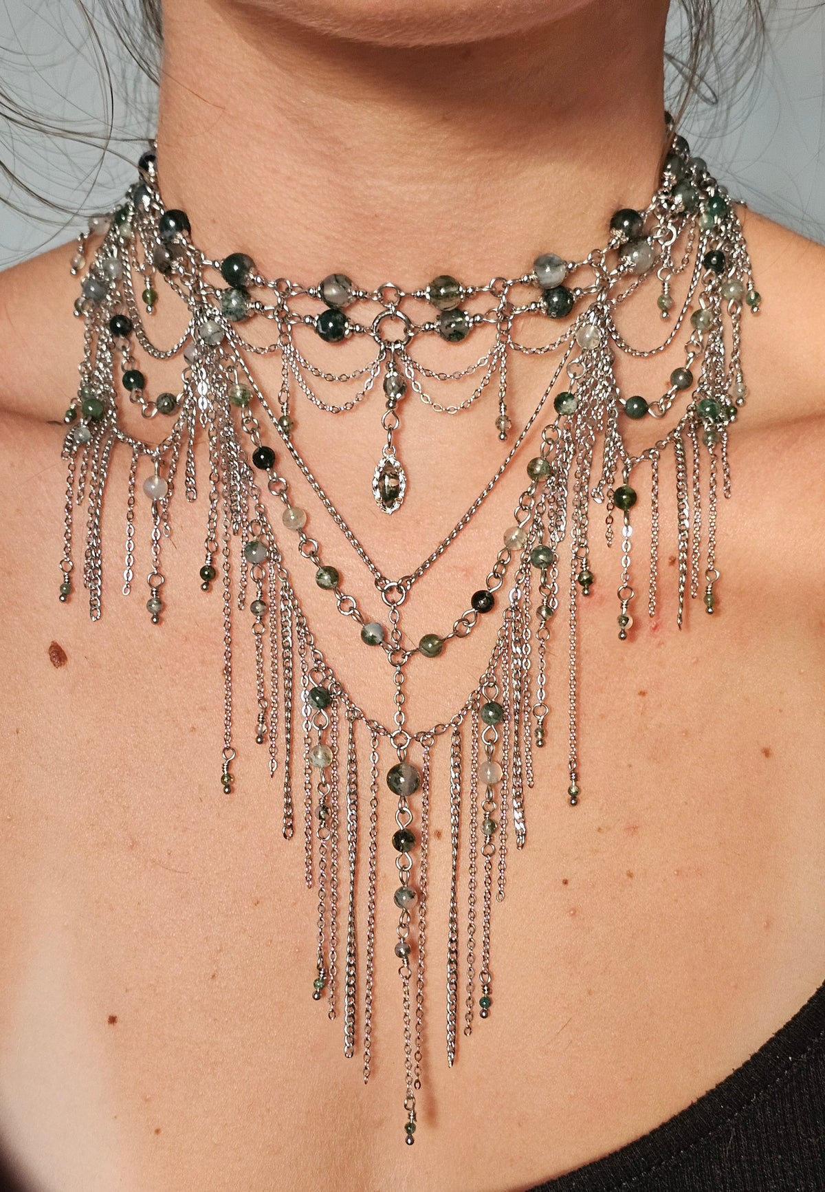 Collier "Évanescence" Agate mousse
