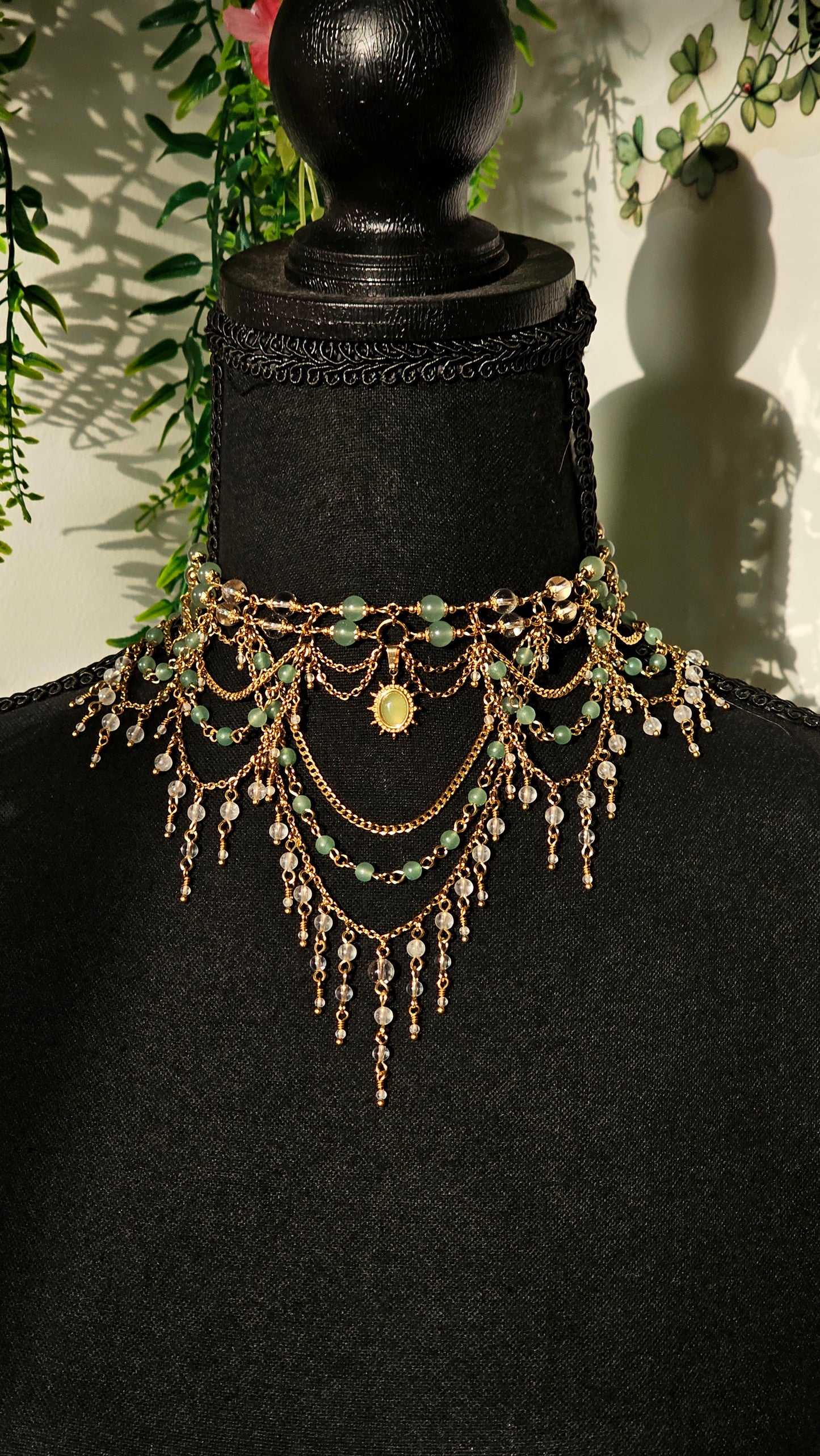 Collier "Divine" Aventurine verte & Cristal de roche