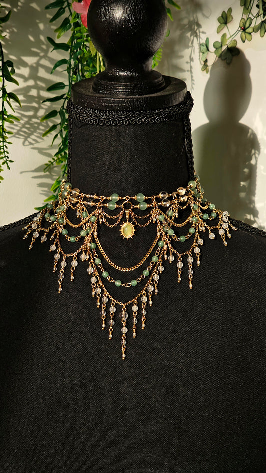 Collier "Divine" Aventurine verte & Cristal de roche