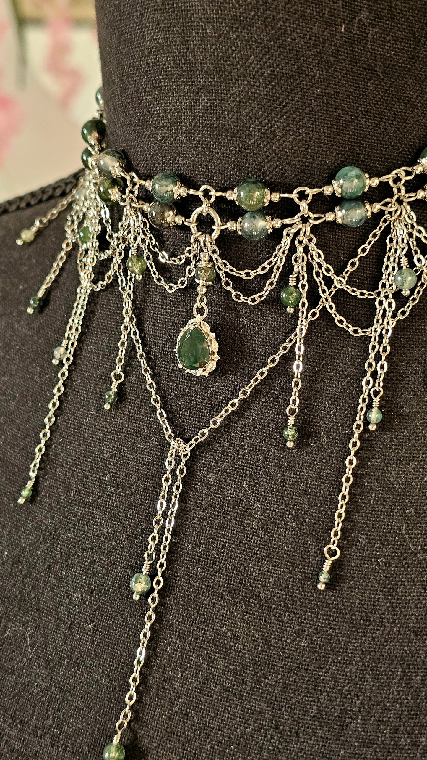Collier "Larme Sylvestre" Agate mousse