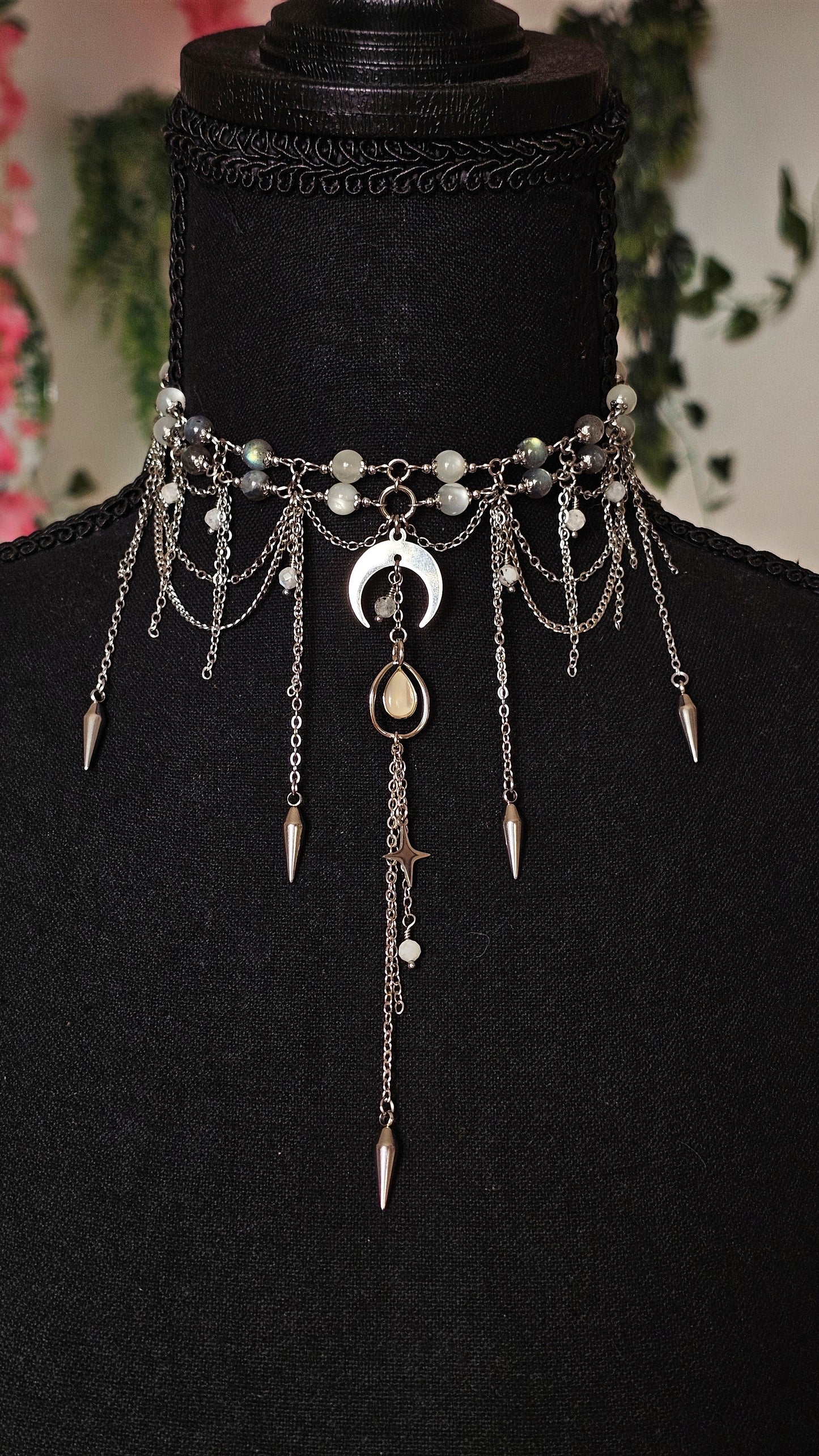 Collier "Moon" Pierre de Lune & Labradorite
