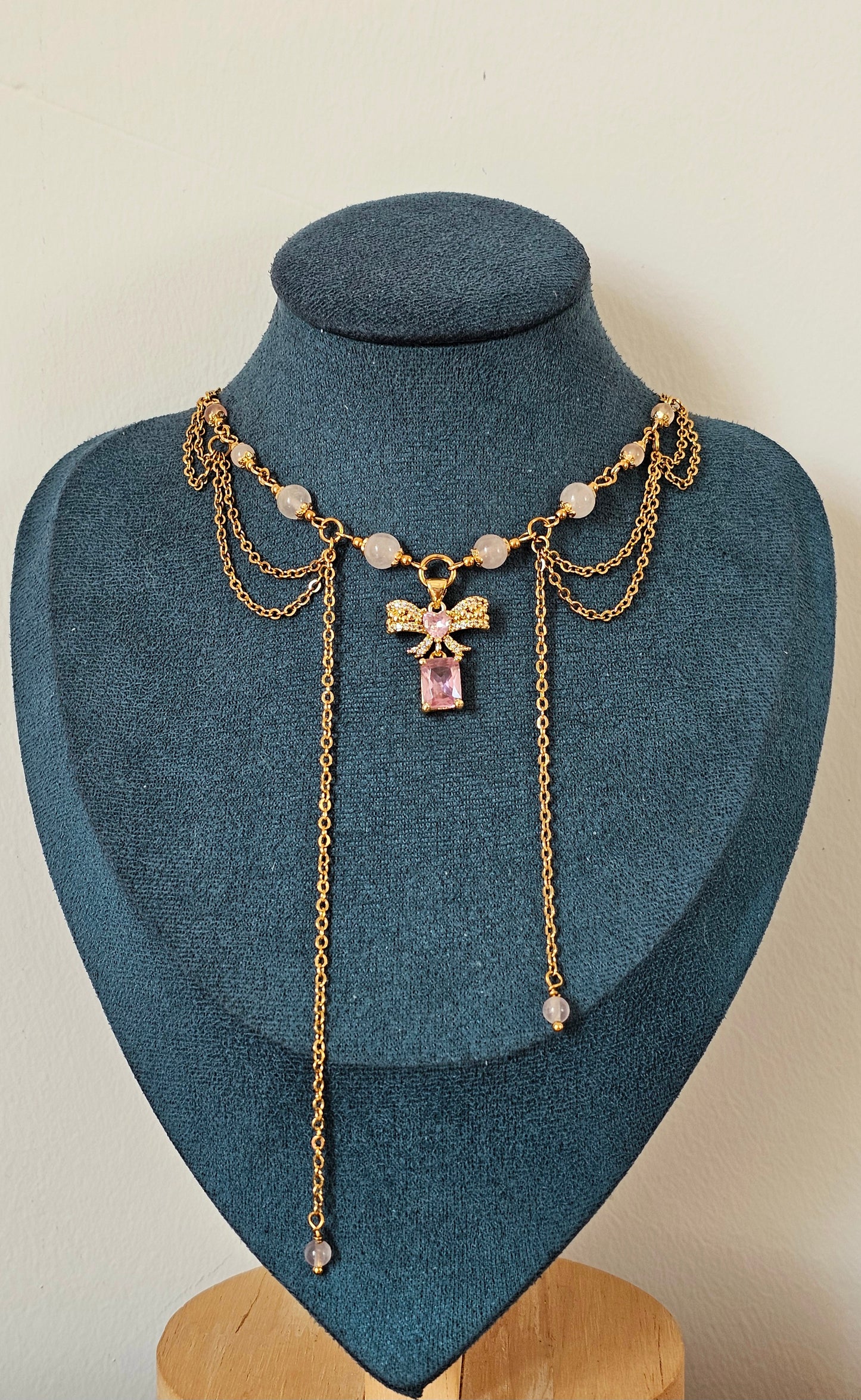 Collier "Laureen" Quartz rose