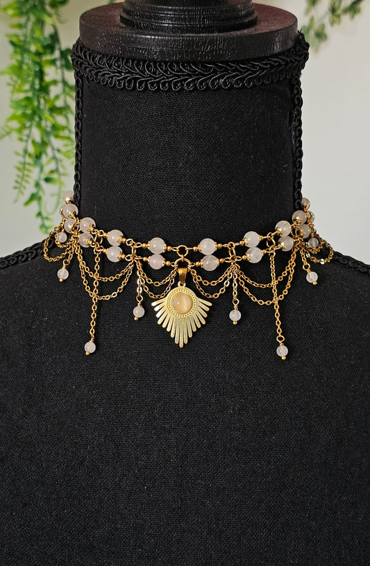 Collier "Grace" Quartz rose