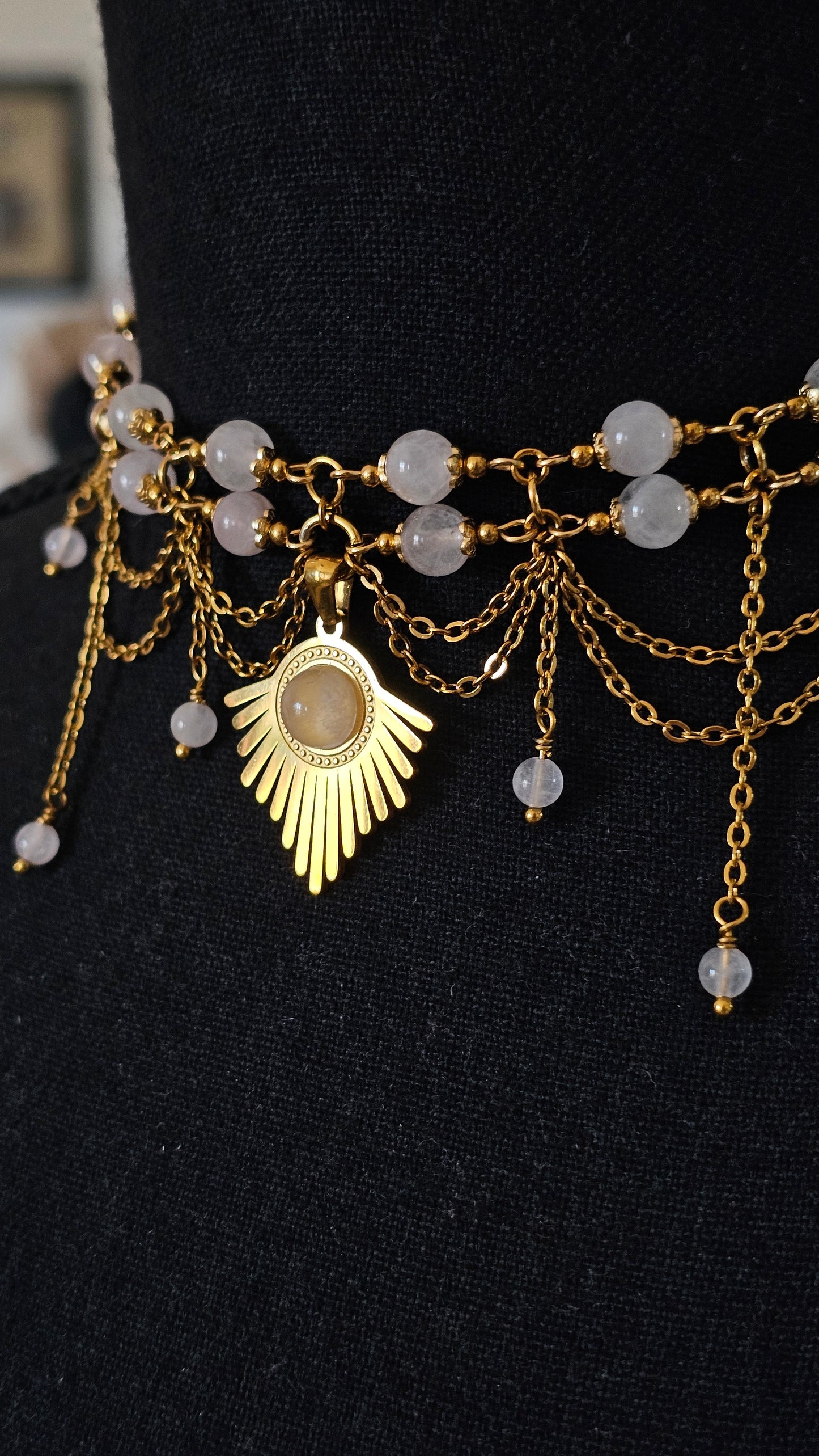 Collier "Grace" Quartz rose